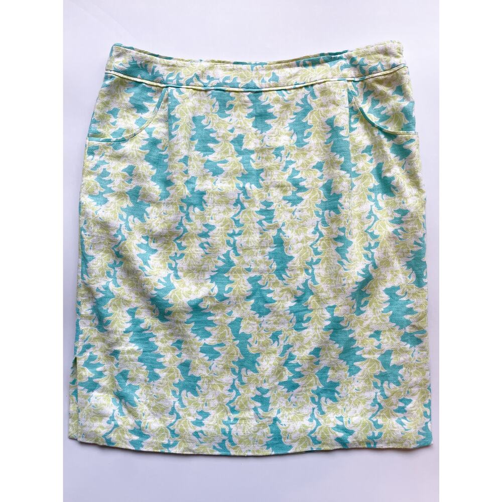 Women's Vintage Pendleton Linen Blend Aqua and Lime Green Skirt Size 14
